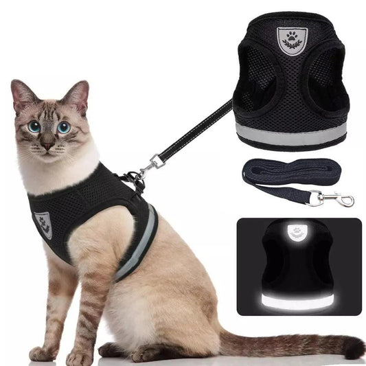 Breathable Cat Harness And Leash Escape Proof Pet Clothes Kitten Puppy Dogs Vest Adjustable Easy Control Reflective Cat Harness - New House Pets