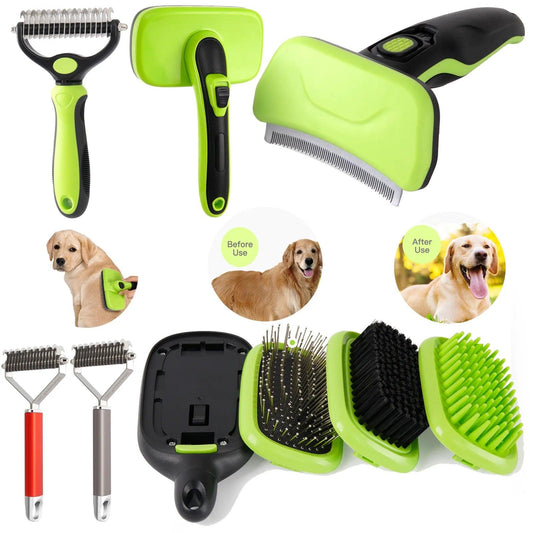 Mewoofun Hair Removal Comb for Dogs Dematting Deshedding Brush Grooming Tool For Matted Long Hair Curly Pet Massage Brush - New House Pets