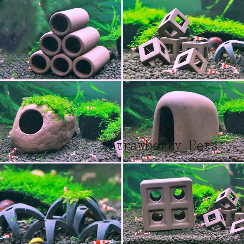 Ceramic Aquarium Decoration Fish Shrimps Shelter House Pottery Scorpion House Canister Simulation Stone Fish Tank Decor Great - New House Pets