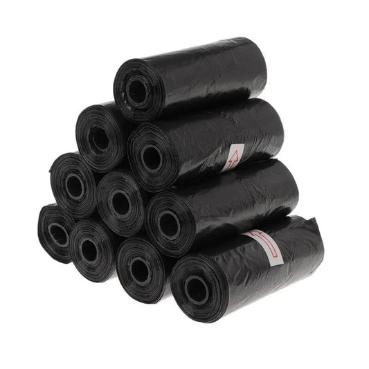 Pets Poo Bags Rolls Strong Thick Leakproof Disposable Waste Bin Bags Perfect For Dogs Cats Puppies Walking Road Black Color - New House Pets