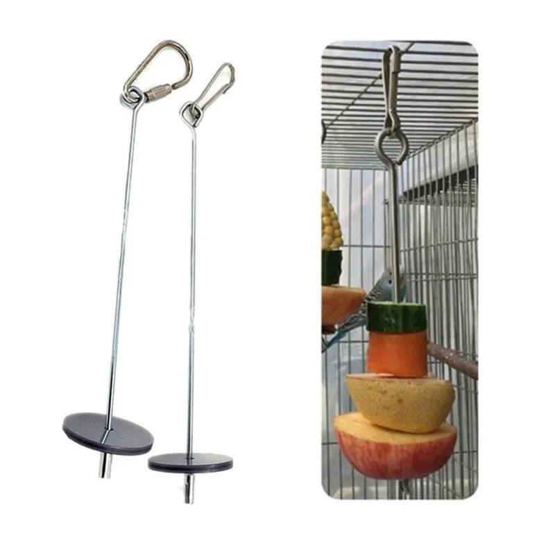 Pet Parrots Birds Food Holder Stainless Steel Fruit Spear Stick Fruit Vegetable Skewer Feeder Foraging Toys Metal Bird Feeder - New House Pets