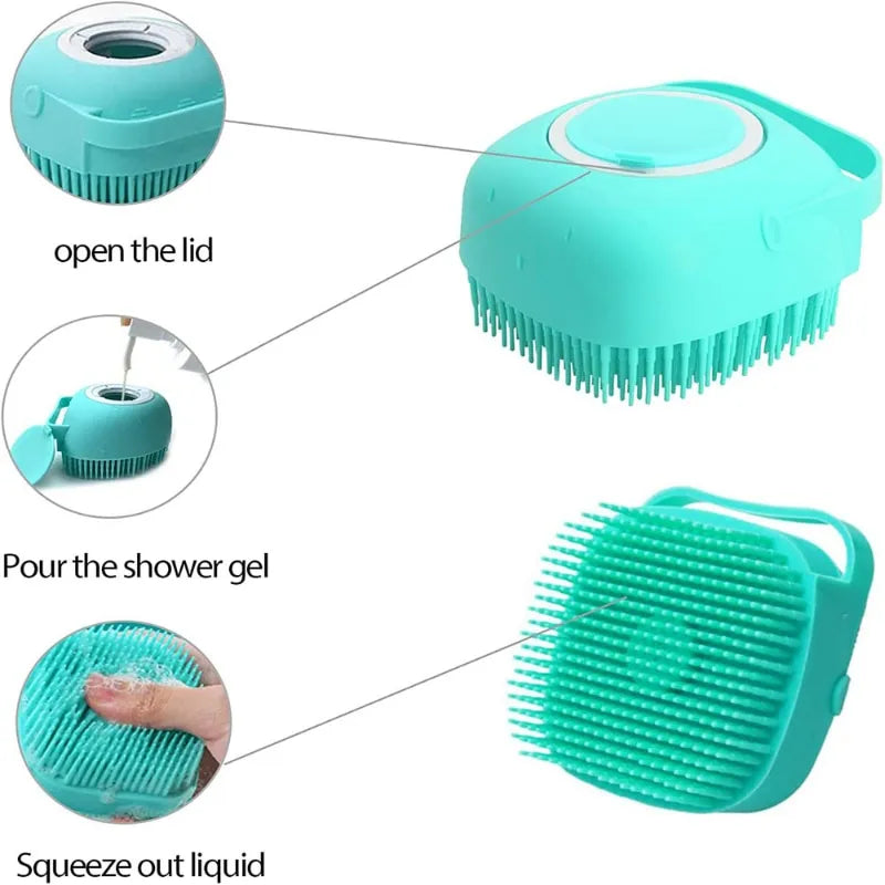 Pet Bathing Brush Soft Silicone Massager Shower Gel Bathing Brush Clean Tools Comb Dog Cat Cleaning Grooming Supplies - New House Pets