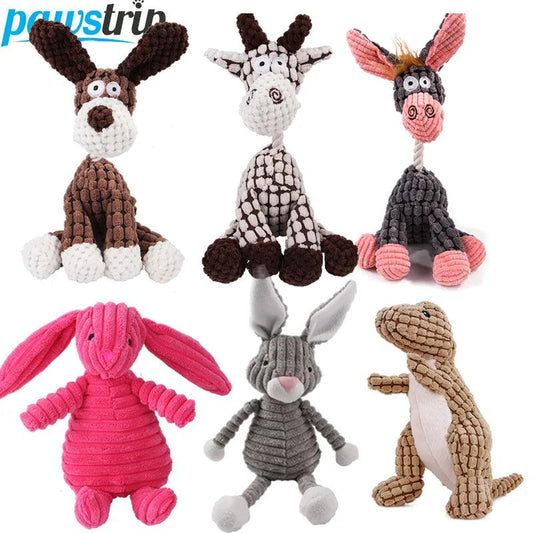 Plush Dog Toys Corduroy for Small Medium Dogs Animal Dog Squeaky Toy Bite Resistant Chew Toy Molar Teeth Cleaning Puppy Toys - New House Pets