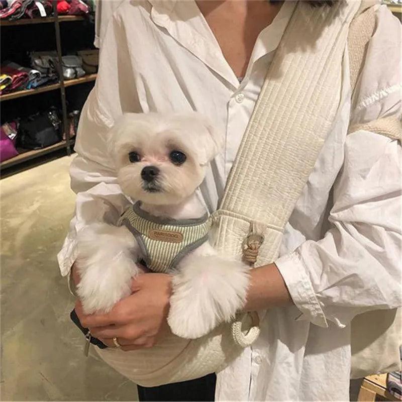 Handmade Dog Bag Pet Kitten Carrier Outdoor Travel Handbag Canvas Single Shoulder Cat Bag Sling Comfort Tote Bag Breathable - New House Pets
