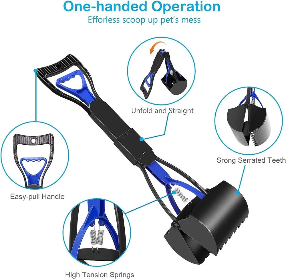 Cleaner Pooper Scooper Pet Dog Long Handle Pet Pooper Scooper Dog Cat Poop Scoop Clean Waste Cleaning Tools Pet Supplies - New House Pets