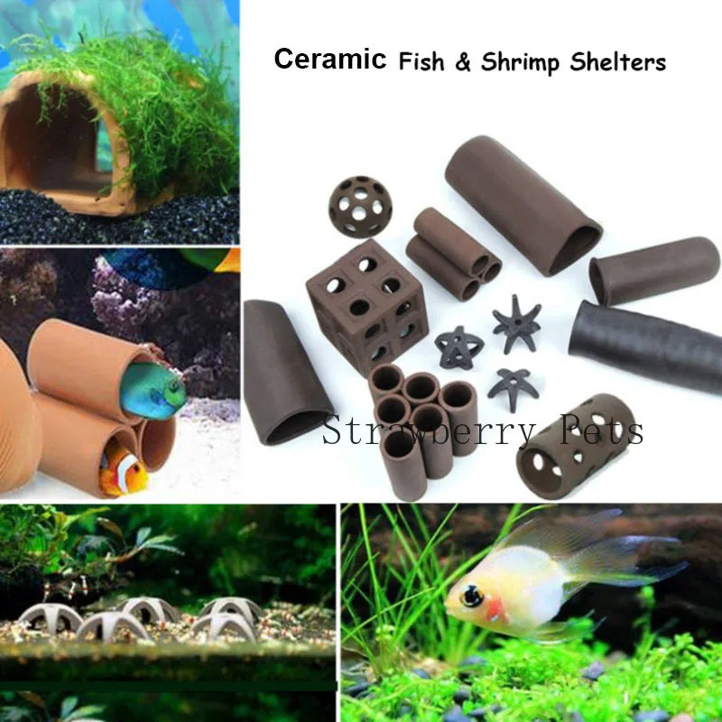 Ceramic Aquarium Decoration Fish Shrimps Shelter House Pottery Scorpion House Canister Simulation Stone Fish Tank Decor Great - New House Pets