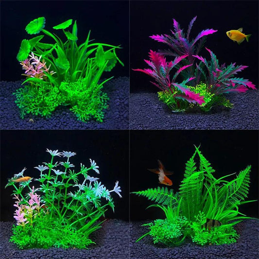 Fish Tank Ornament Plant Aquarium Artificial Decor Plants Simulation Water Grass Fish Bowl Plastic Weeds Decoration 5.5 inch - New House Pets