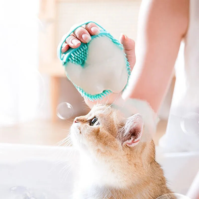 Pet Bathing Brush Soft Silicone Massager Shower Gel Bathing Brush Clean Tools Comb Dog Cat Cleaning Grooming Supplies - New House Pets