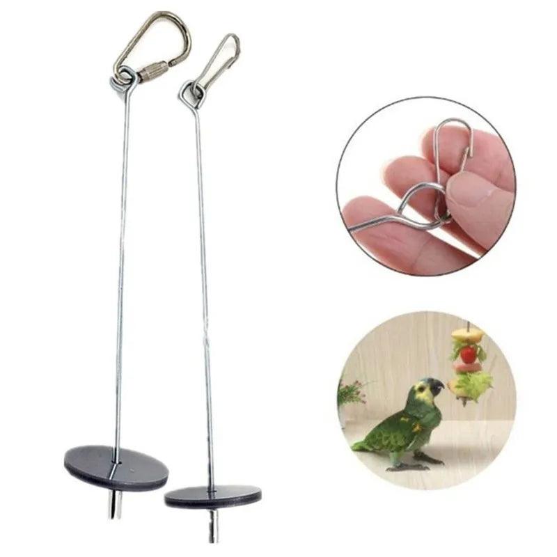 Pet Parrots Birds Food Holder Stainless Steel Fruit Spear Stick Fruit Vegetable Skewer Feeder Foraging Toys Metal Bird Feeder - New House Pets