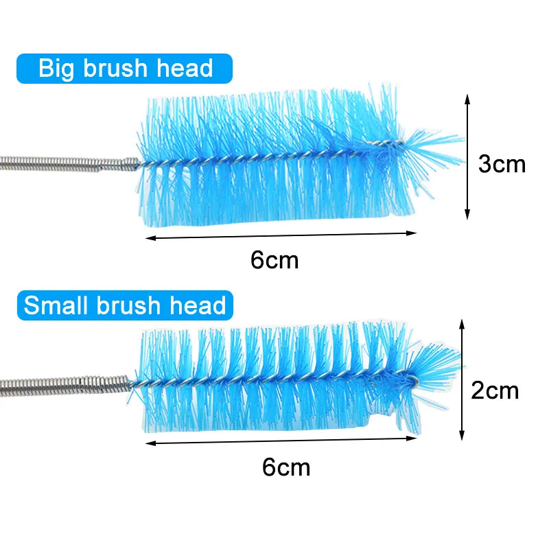 Aquarium Cleaning Brush for Water Filter Pump Lily Pipe Air Tube Hose Stainless Steel Fish Tank Brush Water Pump Accessories - New House Pets