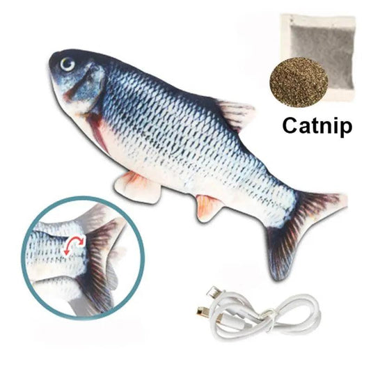 Pet Fish Toy Soft Plush Toy USB Charger Fish Cat 3D Simulation Dancing Wiggle Interaction Supplies Favors Cat Pet Chewing Toy - New House Pets