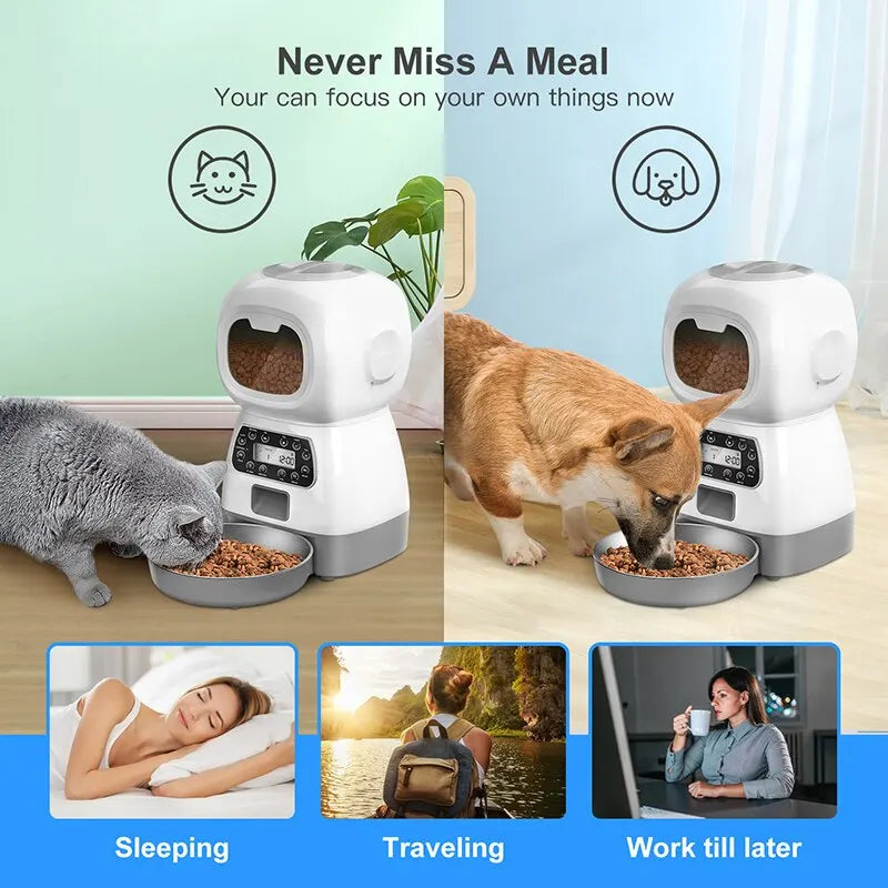 1PC Automatic Pet Feeding Intelligent Remote Control Cat And Dog Feeding Machine Timing Quantitative Automatic Food Machine - New House Pets