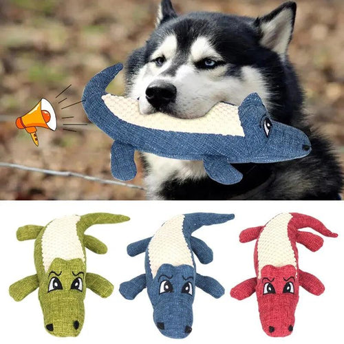 Pet Chew Toys Interactive Cartoon Animal Plush Alligator Shape Dog Sound Toy Gnawing Grinding Teeth Training Supplies - New House Pets