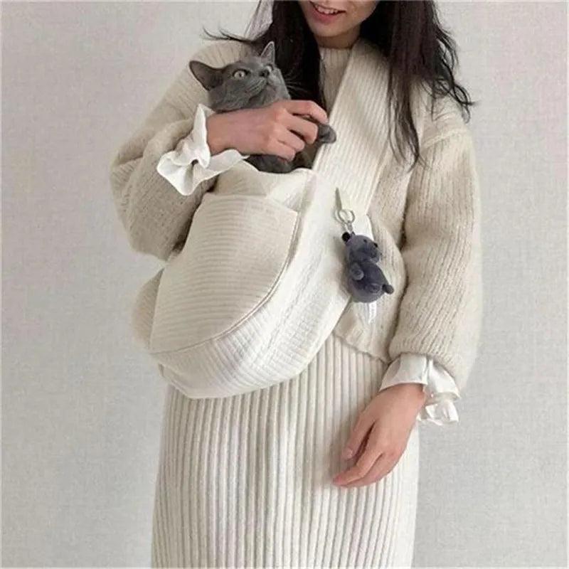 Handmade Dog Bag Pet Kitten Carrier Outdoor Travel Handbag Canvas Single Shoulder Cat Bag Sling Comfort Tote Bag Breathable - New House Pets