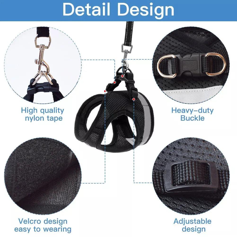 Breathable Cat Harness And Leash Escape Proof Pet Clothes Kitten Puppy Dogs Vest Adjustable Easy Control Reflective Cat Harness - New House Pets
