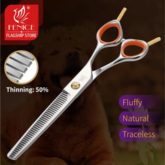 Fenice Professional 7.0 inch Pet Grooming Scissors Fluffy Traceless Dog Thinning Scissors Shears Thinning Rate 50% - New House Pets