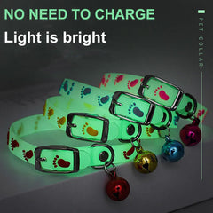 Fast Shipping Pet Glowing Collars With Bells Glow At Night Dogs Cats Necklace Light Luminous Neck Ring Accessories Dropshipping - New House Pets