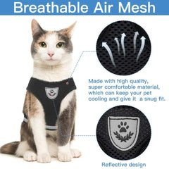 Breathable Cat Harness And Leash Escape Proof Pet Clothes Kitten Puppy Dogs Vest Adjustable Easy Control Reflective Cat Harness - New House Pets