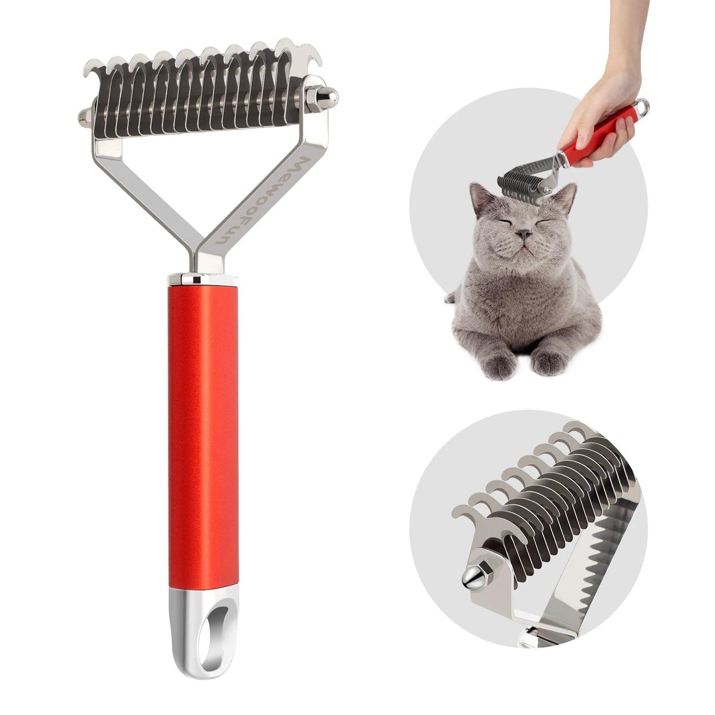 Mewoofun Hair Removal Comb for Dogs Dematting Deshedding Brush Grooming Tool For Matted Long Hair Curly Pet Massage Brush - New House Pets