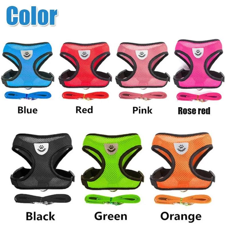 Cat Dog Harness with Lead Leash Adjustable Vest Polyester Mesh Breathable Harnesses Reflective sti for Small Dog Cat accessories - New House Pets