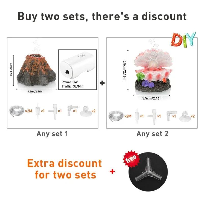 Aquarium Decoration Oxygen Set Fish Tank Silent Air Pumps Air Stone Volcano Conch Bubble Stone Aquarium Accessories Oxygen Pump - New House Pets