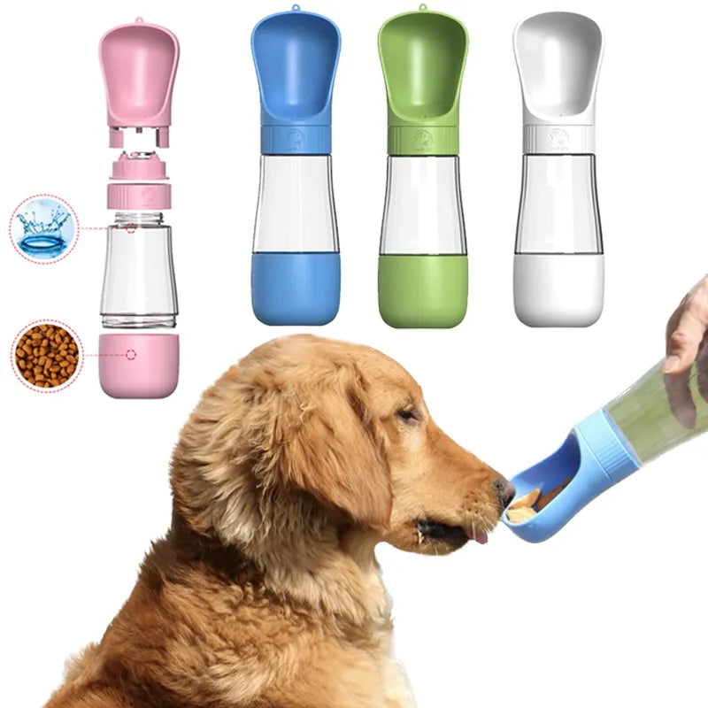 490ml Pet Water Bottle 2 In 1 Portable Dog Water Bottle Dogs Cats Drinking Feeder Bowl accesorios para perros Dog Supplies - New House Pets