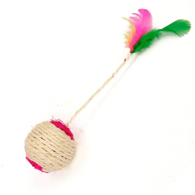Cat Toy Pet Cat Sisal Scratching Ball Training Interactive Toy for Kitten Pet Cat Supplies Funny Play Feather Toy cat accessorie - New House Pets