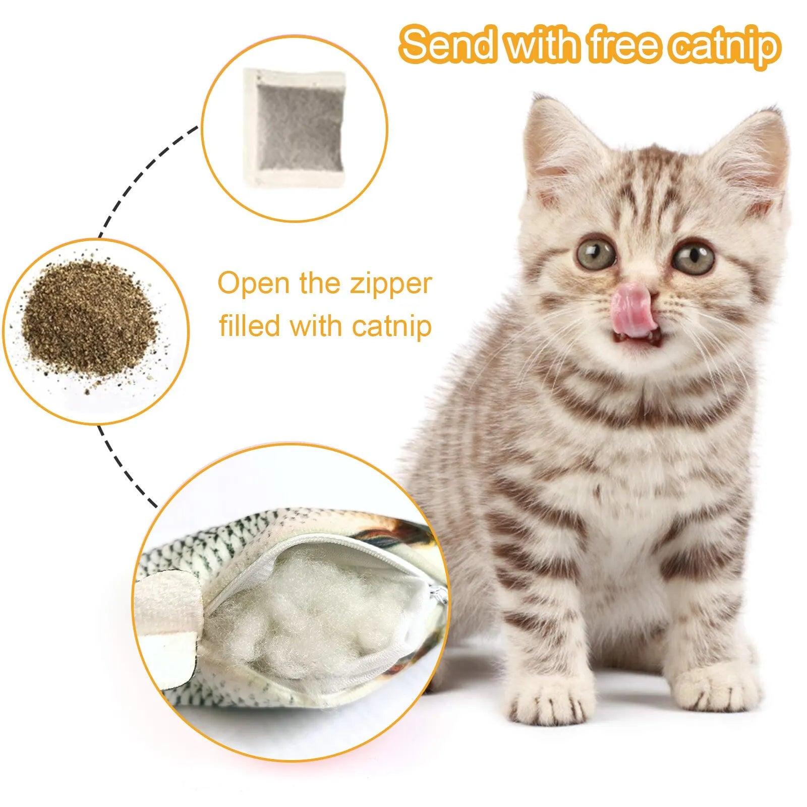 Pet Fish Toy Soft Plush Toy USB Charger Fish Cat 3D Simulation Dancing Wiggle Interaction Supplies Favors Cat Pet Chewing Toy - New House Pets