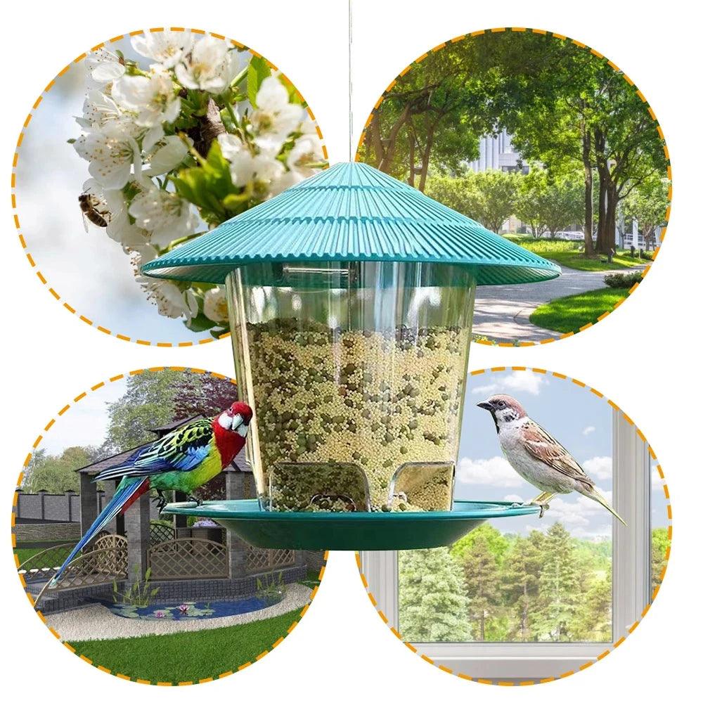 Bird Feeder Automatic Foot Feeding Tool Outdoor Bird Feeder Hanging Nut Feeding Multiple Hole Dispenser Holder Food Container - New House Pets