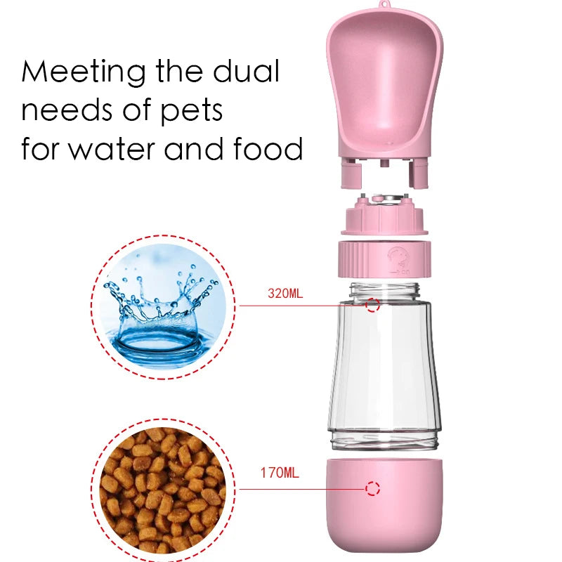 490ml Pet Water Bottle 2 In 1 Portable Dog Water Bottle Dogs Cats Drinking Feeder Bowl accesorios para perros Dog Supplies - New House Pets