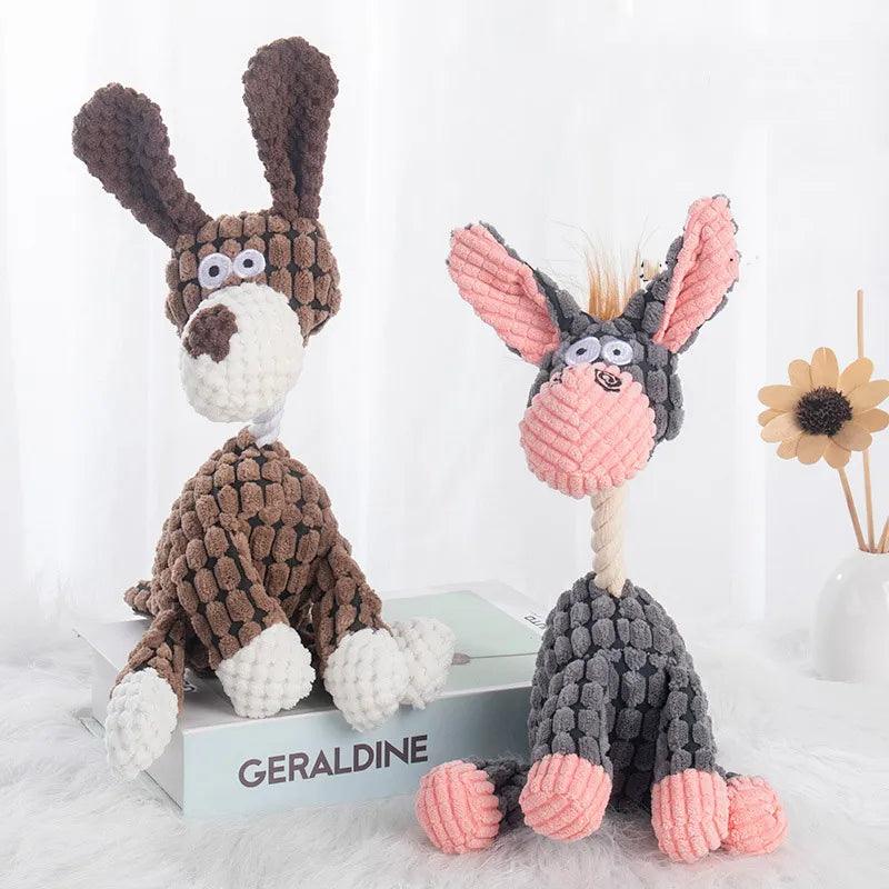 Plush Dog Toys Corduroy for Small Medium Dogs Animal Dog Squeaky Toy Bite Resistant Chew Toy Molar Teeth Cleaning Puppy Toys - New House Pets