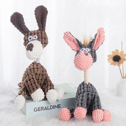 Plush Dog Toys Corduroy for Small Medium Dogs Animal Dog Squeaky Toy Bite Resistant Chew Toy Molar Teeth Cleaning Puppy Toys - New House Pets