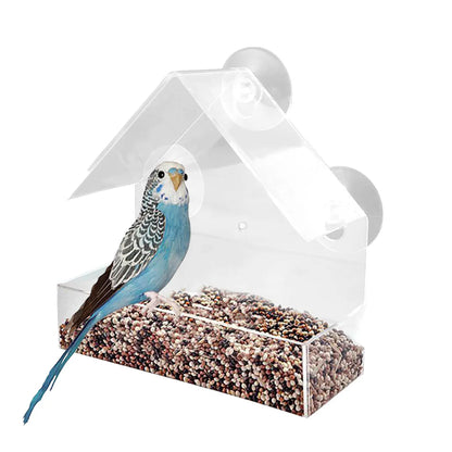 Window Wild Bird Feeder House Transparent Wild Table Removable Suction Cups Sliding Feed Tray for Garden Patio Yard - New House Pets