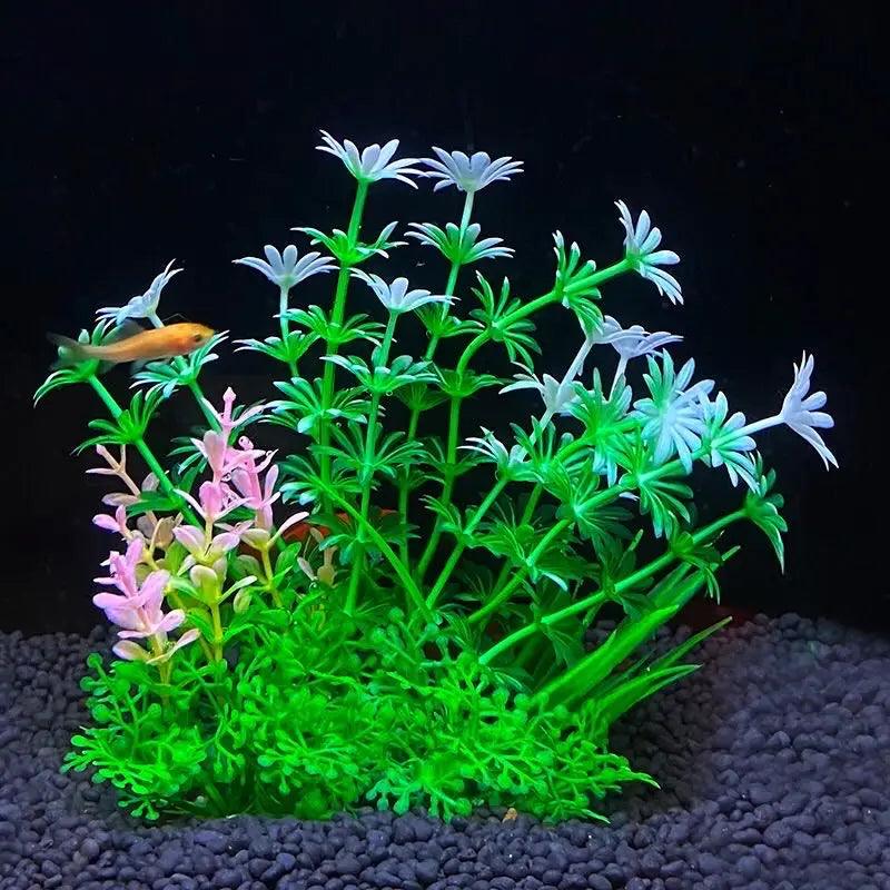Fish Tank Ornament Plant Aquarium Artificial Decor Plants Simulation Water Grass Fish Bowl Plastic Weeds Decoration 5.5 inch - New House Pets