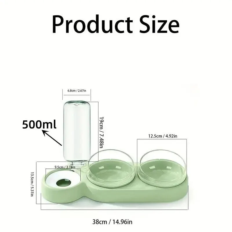 1pc Automatic Food & Water Dispenser Multi-functional Pet Double Bowl Feeder For Three-in-one Cat And Dog Feeding Supply - New House Pets