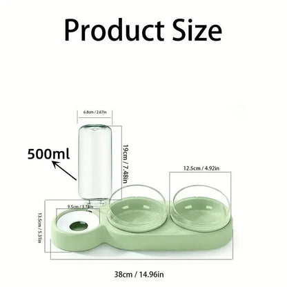 1pc Automatic Food & Water Dispenser Multi-functional Pet Double Bowl Feeder For Three-in-one Cat And Dog Feeding Supply - New House Pets