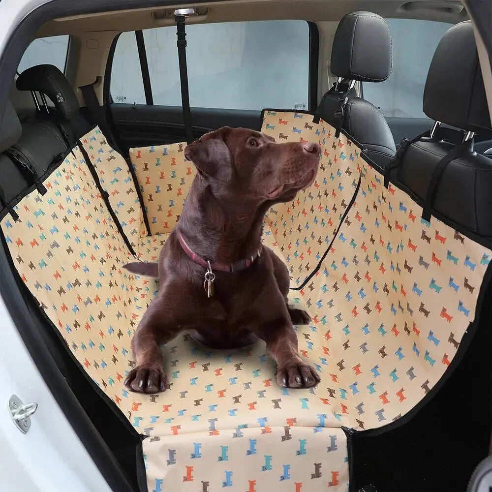 Waterproof Pet Dog Car Seat Cover Protector Printed Pet Dog Scratchproof Car Back Seat Cover Protector Pad with Printing - New House Pets