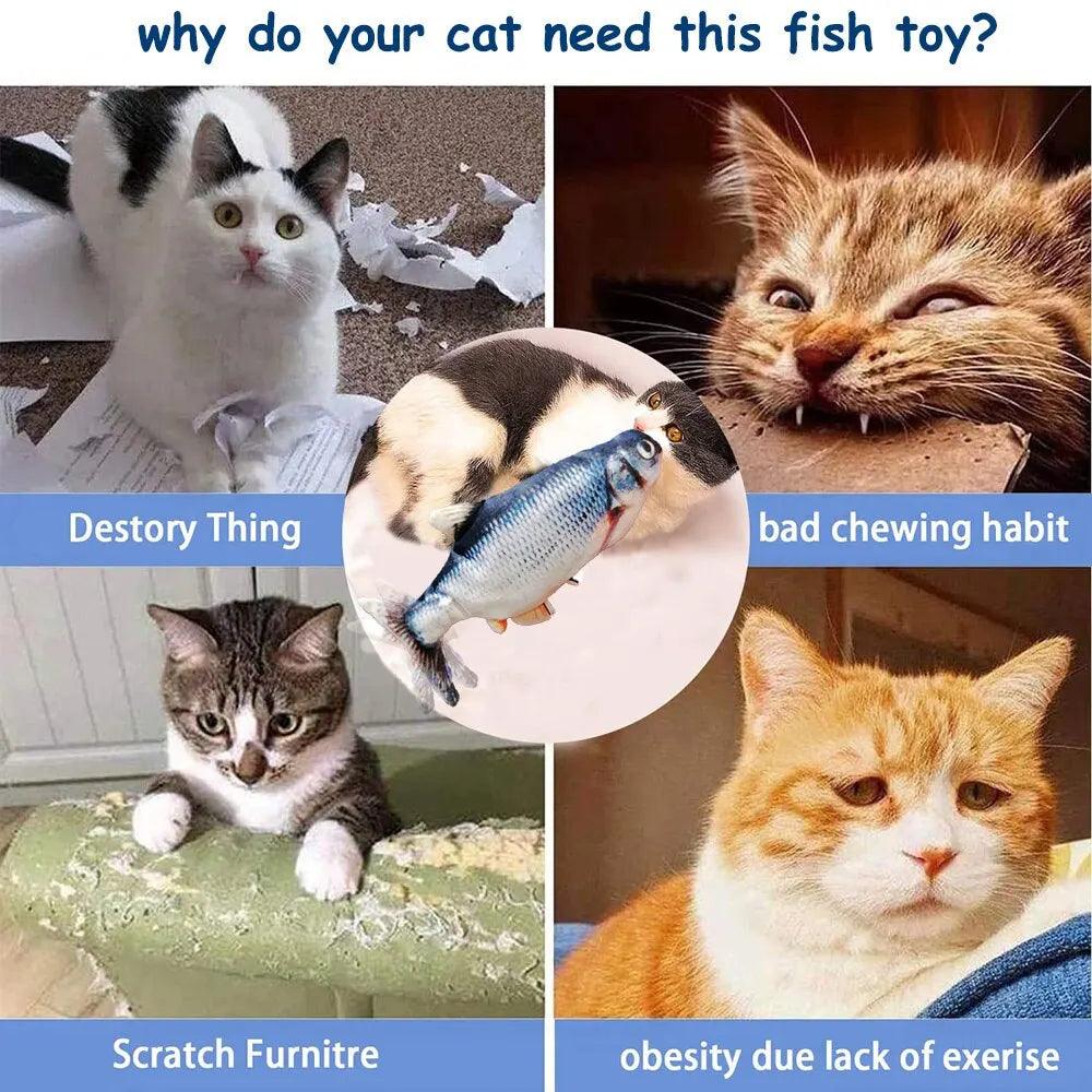 Pet Fish Toy Soft Plush Toy USB Charger Fish Cat 3D Simulation Dancing Wiggle Interaction Supplies Favors Cat Pet Chewing Toy - New House Pets