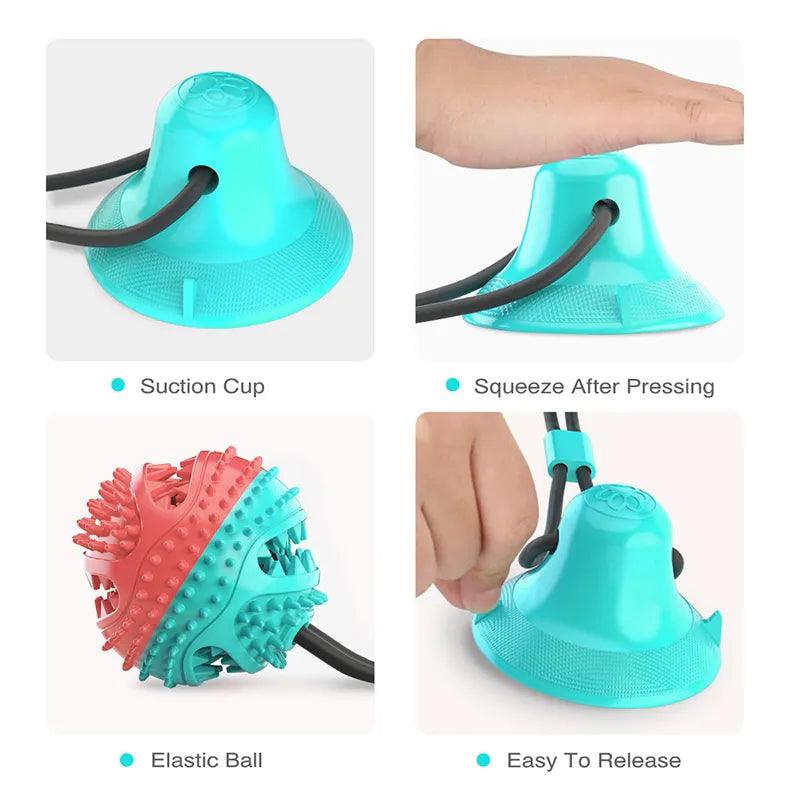 Large Dog Ball Toys Suction Cup Ropes Interactive Leaking Slow Feeder Chew Toy Toothing Clean Golden Retriever Big Pet Supplies - New House Pets