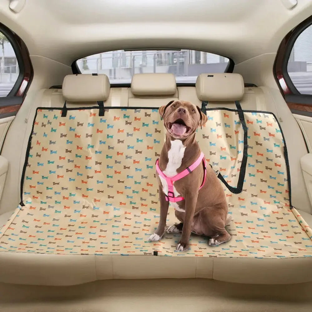Waterproof Pet Dog Car Seat Cover Protector Printed Pet Dog Scratchproof Car Back Seat Cover Protector Pad with Printing - New House Pets