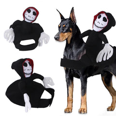 Bone-Chilling Howl: Skull Halloween Cloak for Pets