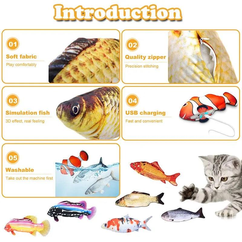 Pet Fish Toy Soft Plush Toy USB Charger Fish Cat 3D Simulation Dancing Wiggle Interaction Supplies Favors Cat Pet Chewing Toy - New House Pets