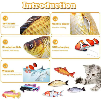 Pet Fish Toy Soft Plush Toy USB Charger Fish Cat 3D Simulation Dancing Wiggle Interaction Supplies Favors Cat Pet Chewing Toy - New House Pets