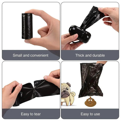 Pets Poo Bags Rolls Strong Thick Leakproof Disposable Waste Bin Bags Perfect For Dogs Cats Puppies Walking Road Black Color - New House Pets