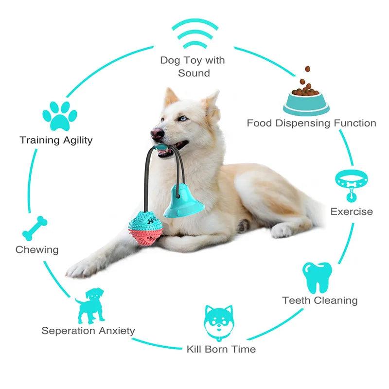 Large Dog Ball Toys Suction Cup Ropes Interactive Leaking Slow Feeder Chew Toy Toothing Clean Golden Retriever Big Pet Supplies - New House Pets