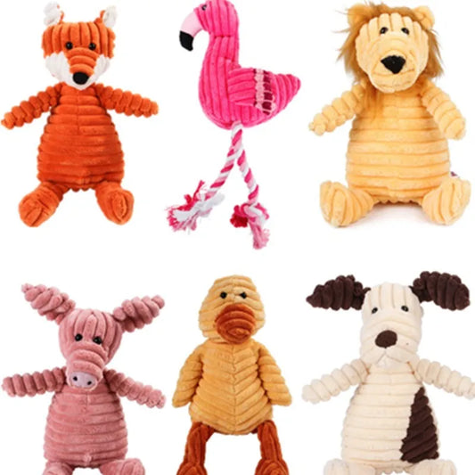 Corduroy Dog Toys for Small Large Dogs Animal Shape Plush Pet Puppy Squeaky Chew Bite Resistant Toy Pets Accessories Supplies - New House Pets