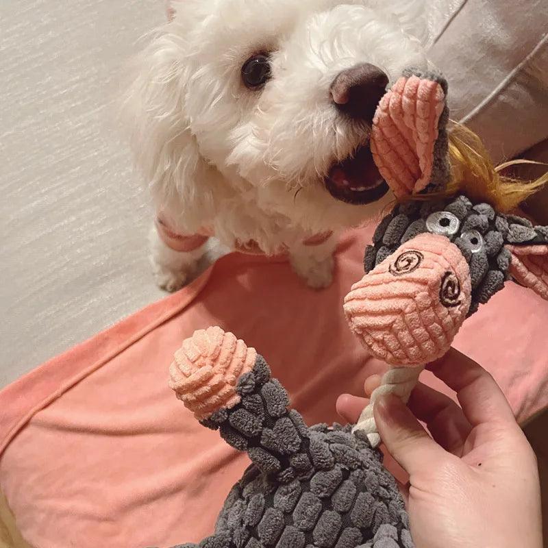 Plush Dog Toys Corduroy for Small Medium Dogs Animal Dog Squeaky Toy Bite Resistant Chew Toy Molar Teeth Cleaning Puppy Toys - New House Pets