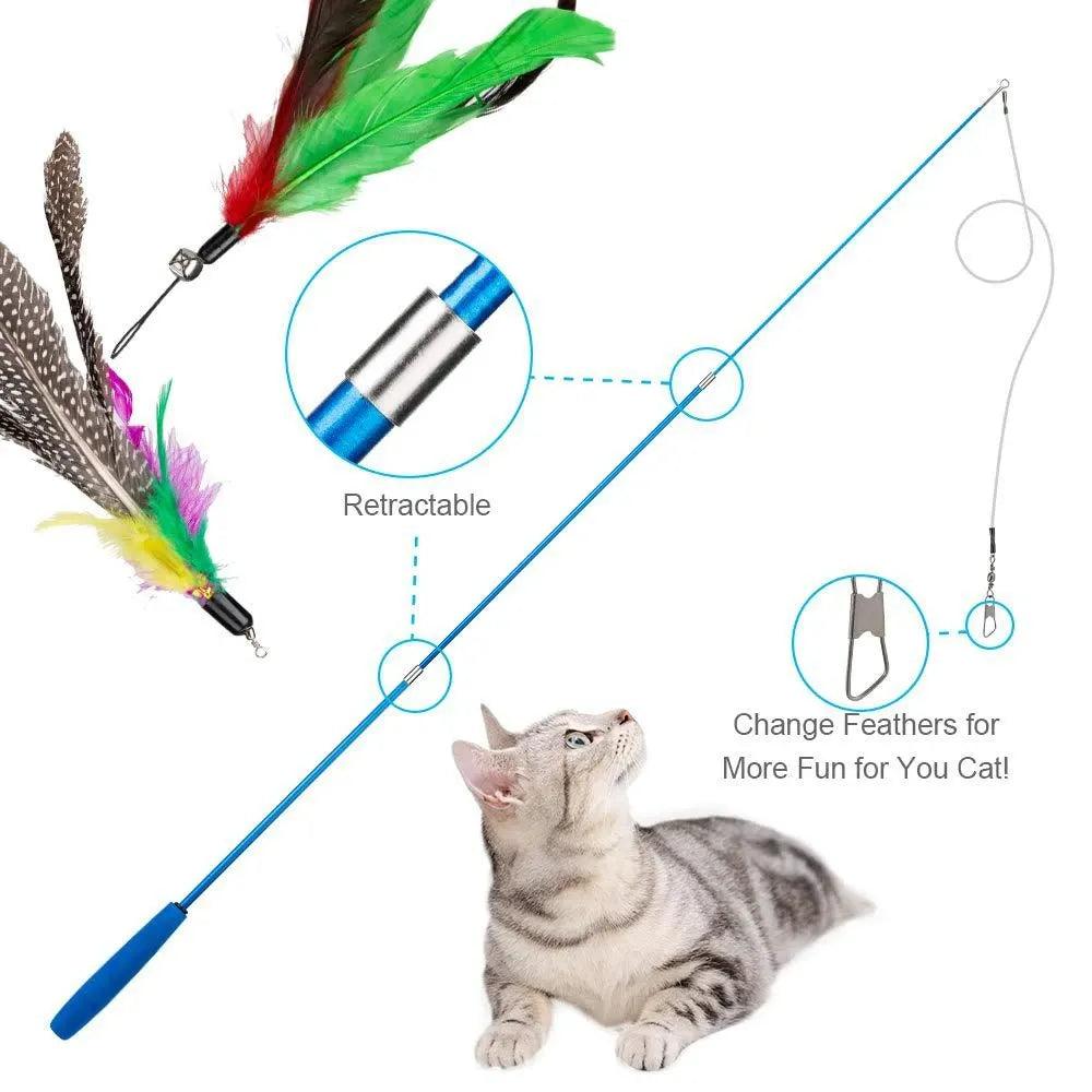 11pcs Replacement Cat Feather Toy Set Feather Replacement Head Retractable Cat Stick Cat Products - New House Pets