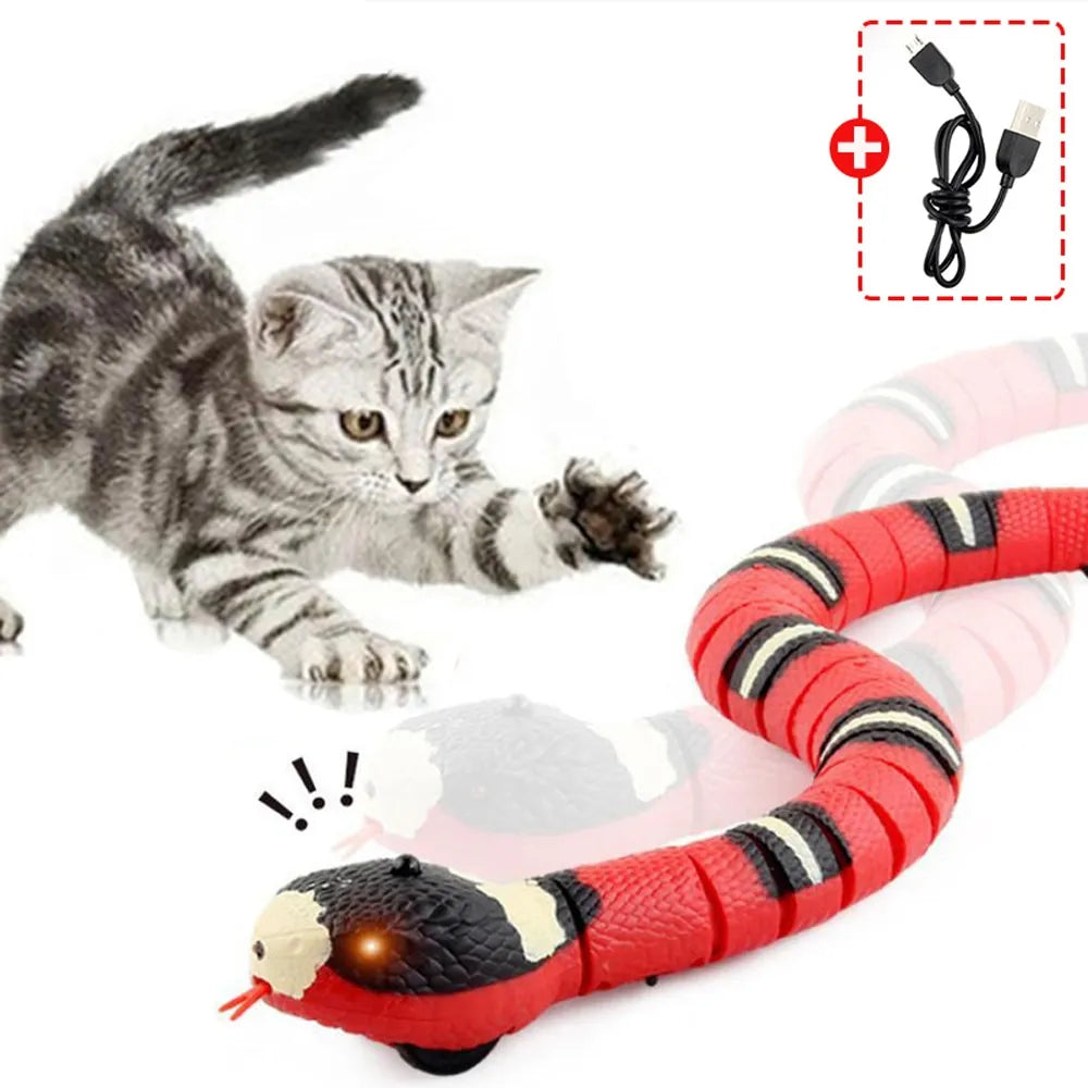 Smart Sensing Cat Toys Interactive Automatic Eletronic Snake Cat Teaser Indoor Play Kitten Toy USB Rechargeable for Cats Kitten - New House Pets