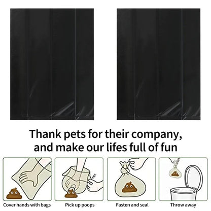 Pets Poo Bags Rolls Strong Thick Leakproof Disposable Waste Bin Bags Perfect For Dogs Cats Puppies Walking Road Black Color - New House Pets